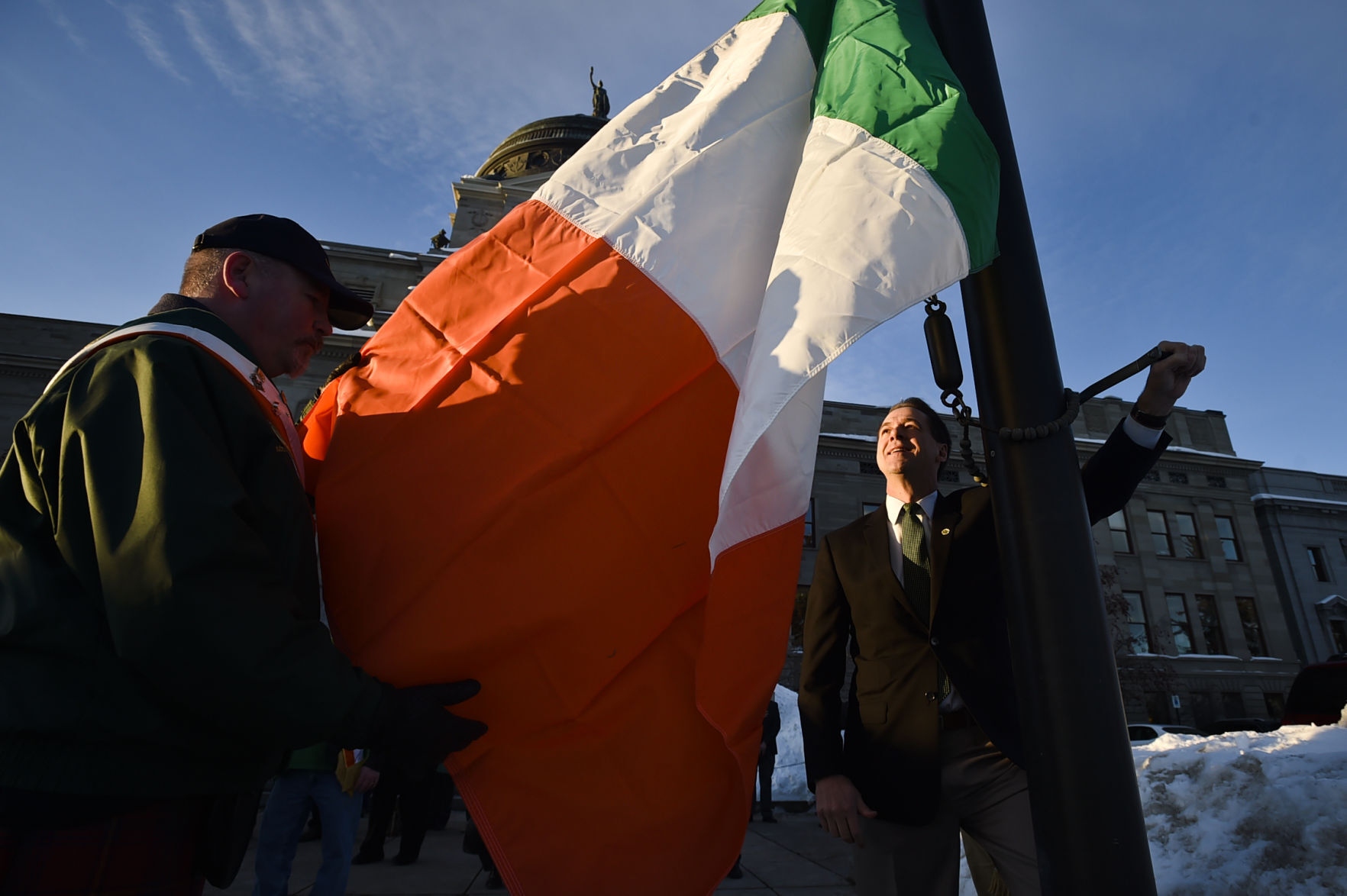 Gov. Bullock rasies the tri-color at State Capitol